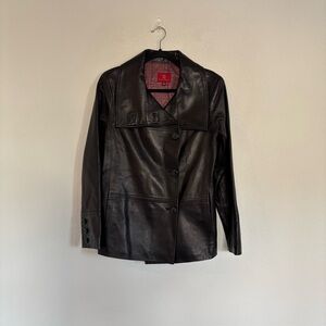 Cole Haan City Black Lambskin Leather Blazer Jacket